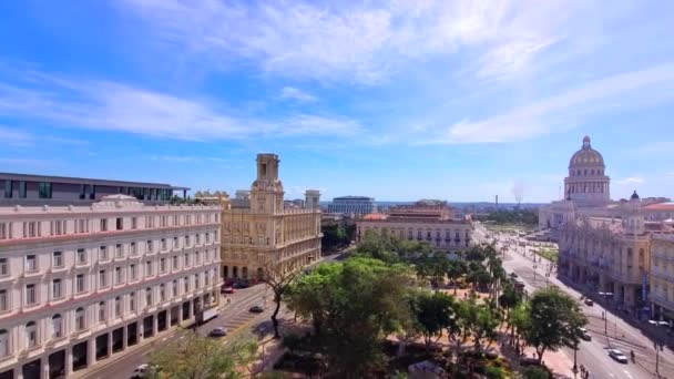 Куба Мальовничий Панорамний Краєвид Гаванського Історичного Центру Гавана Віжя Капітоліо — стокове відео
