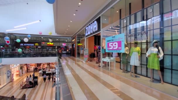 Vsaďte Izrael Června 2023 Nové Obchodní Centrum Beh Big Obchody — Stock video