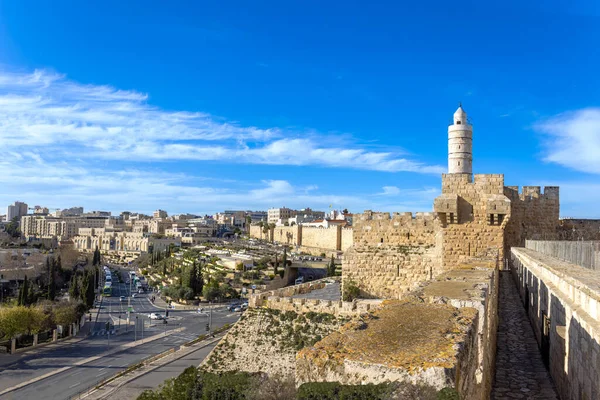 Panorámás Kilátás Nyílik Jeruzsálemre Arab Zsidó Környéken Történelmi Központ Közelében — Stock Fotó