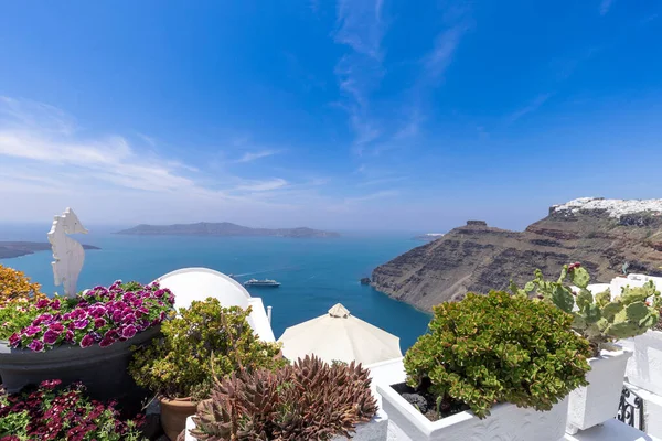 Greece Islands Scenic Panoramic Sea Views Santorini Island Top Outlook — Stock Photo, Image