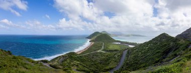 Timothy Hill 'in panoramik manzarası Saint Kitts ve Nevis Karayipleri' ndeki tatil gezisinde..