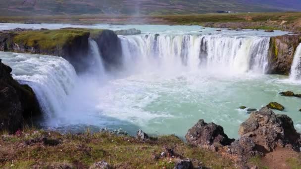 Godafoss Καταρράκτες Ένα Μέρος Της Ισλανδίας Golden Circle Ταξιδιωτικό Προορισμό — Αρχείο Βίντεο