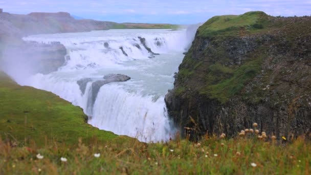 Reykjavik Tour Alle Pittoresche Cascate Gullfoss Una Parte Della Destinazione — Video Stock