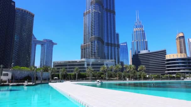 Dubai Verenigde Arabische Emiraten April 2023 Dubai Landmark Burj Khalifa — Stockvideo