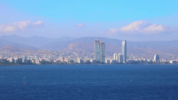 Cyprus Limassol Molos Boulevard Schilderachtig Uitzicht Kust Van Olimpia Het — Stockvideo