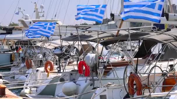 Родос Греція Яхти Набережній Гавані Родос — стокове відео