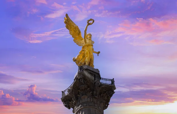 Mexico City tourist attraction Angel of Independence column near financial center and El Zocalo.