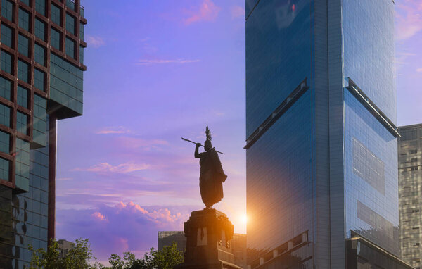 Monument to Cuauhtemoc, ruler of Tenochtitlan, at Paseo de la Reforma in Mexico City.