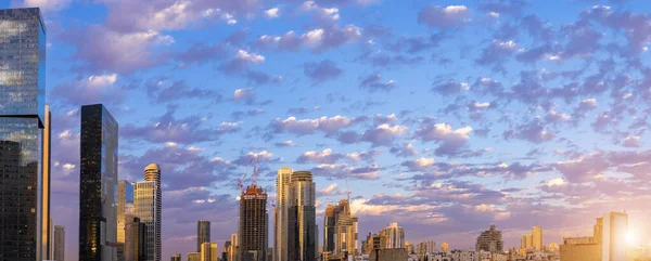 stock image Israel, Tel Aviv financial business district skyline with shopping malls and high tech offices at sunset