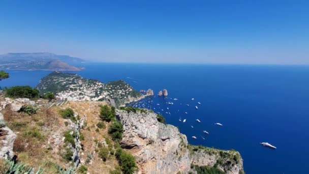 Италия Живописные Виды Остров Капри Панорамного Вида Саларо — стоковое видео