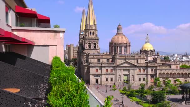 Katedral Pusat Guadalajara Katedral Kenaikan Bunda Kami Pusat Kota Bersejarah — Stok Video