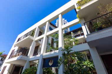 İsrail, Tel Aviv tarihi merkezi Neve Tzedek sanat galerileri ve restoranları ile.