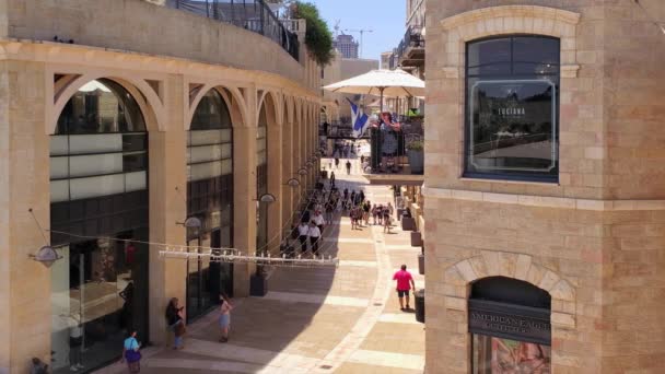 Kudüs Srail Mart 2024 Mamilla Kudüs Insanların Yürüyüş Alışveriş Yaptığı — Stok video