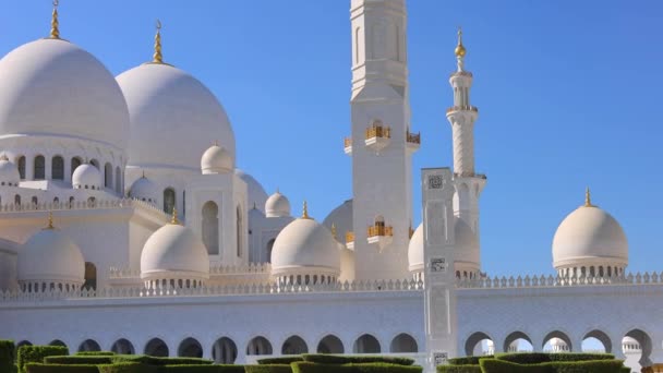 Abu Dhabi Grand Mosque Ikonikus Mérföldkő Építészeti Marvel Egyesült Arab — Stock videók