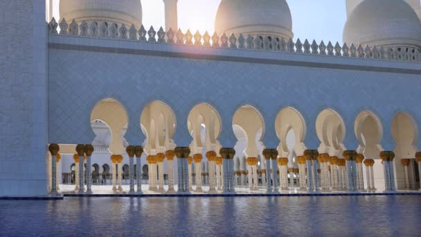 アブダビグランドモスク Uaeの象徴的なランドマークと建築のマーベル — ストック動画