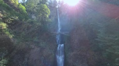 USA, Portland, scenic Multnomah Falls in Oregon Columbia River Gorge.