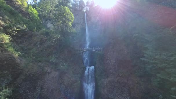 Usa Portland Scenic Multnomah Falls Oregon Columbia River Gorge — Stock video
