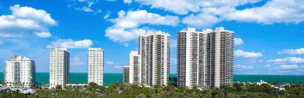 Fort Lauderdale Panoramiczny Widok Panoramę Luksusowego Oceanu Mieszkania Widokiem Ocean Obrazek Stockowy