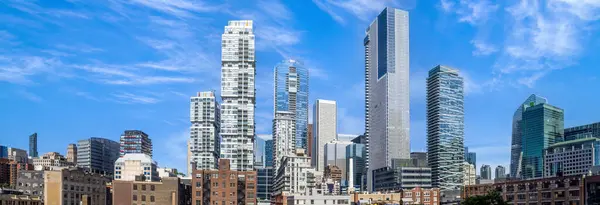 stock image Toronto financial district skyline panorama with luxury condos and financial offices.