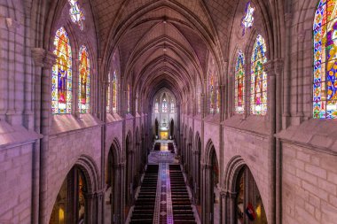 Ekvador, Quito 'nun tarihi merkezinde Ulusal Yeminin Katedral Bazilikası. Roma Katolik Kilisesi.