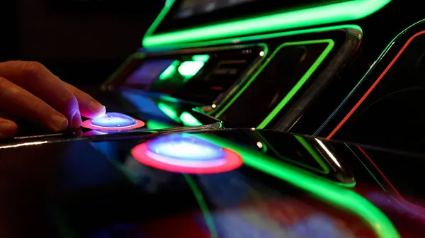 stock image Person gambling on casino blackjack and slot machines on a cruise vacation.