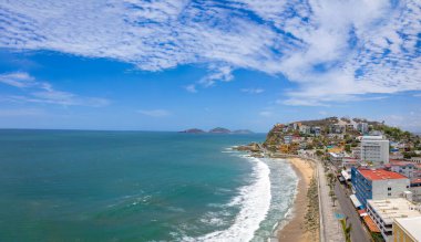 Meksika, Mazatlan deniz gezisi, El Malecon, turist plajları ve manzaralı manzaralar..