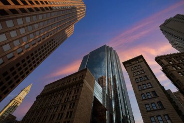ABD, Scenic Boston şehir merkezi finans bölgesi şehir silüeti ve gökdelenler