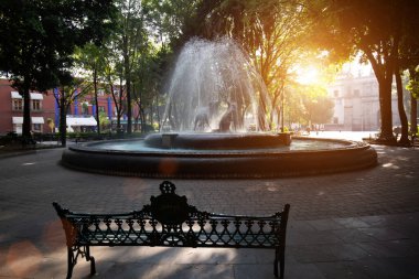 Mexico, Beautiful colonial and colorful Coyoacan Streets near Mexico City. clipart