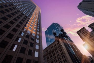 ABD, Scenic Boston şehir merkezi finans bölgesi şehir silüeti ve gökdelenler .