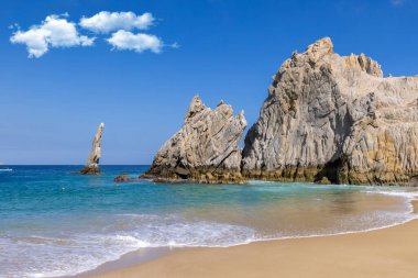 Scenic tourist destination Arch of Cabo San Lucas, El Arco, close to Playa Amantes, Lovers Beach. clipart