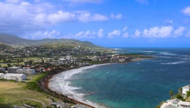 Timothy Hill 'in panoramik manzarası Saint Kitts ve Nevis Karayipleri' ndeki tatil gezisinde..