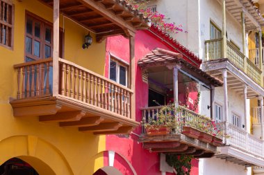 Columbia, Unesco site, colorful Cartagena Walled City Cuidad Amurrallada in historic city center.