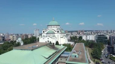 Saint Sava Tapınağı, Belgrad, Sırbistan. Havadan Bakış, Ortodoks Dini Simge ve Şehir Anıtı Skyline, Pedestal Drone Fotoğrafı