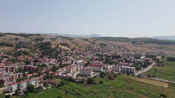 Drone Aerial View Gacko Mining Industrial Town Bosnia Herzegovina Sunny — стокове відео