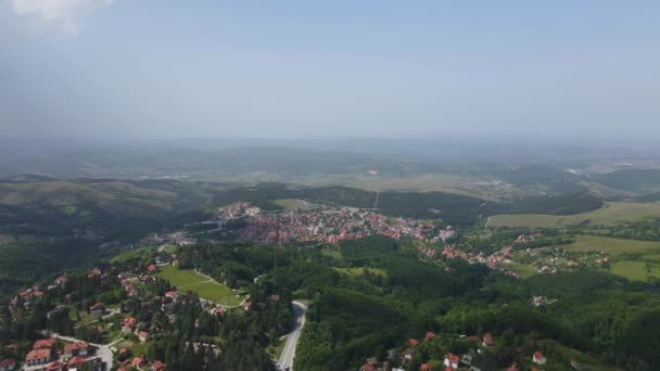 Zlatibor Mountain Cajetina Municipality High Rise Aerial View Landscape Hillside — Vídeo de stock