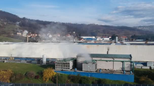 Hava Görüntüsü Metalürji Fabrikası Soğutma Sistemi Kondansatörlerden Çıkan Buhar Sıcak — Stok video