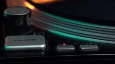 Profesyonel DJ Turntable, Start and Stop Button ve Vinil Plak Gramofon Dönüşü, Kapat 4K