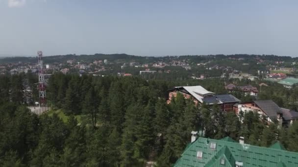 Zlatibor Mountain Resort Serbia Aerial View Pine Forest Hotels Houses — Stockvideo