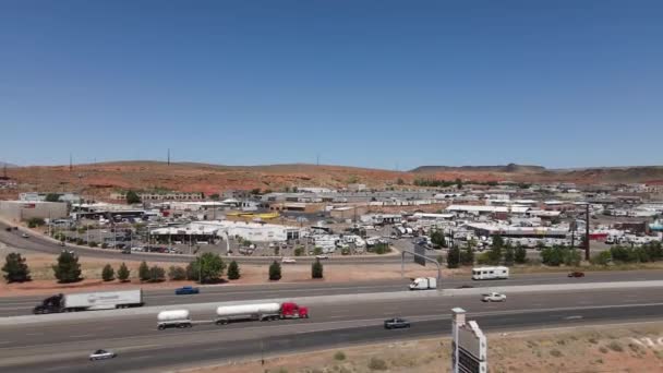 George Utah Usa Drone Aerial View Highway Traffic Buildings Dry — Stockvideo