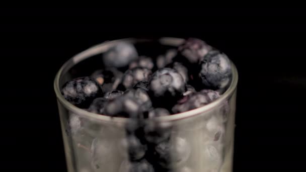 Blueberries Glass Close Buah Juicy Fokus Selektif — Stok Video