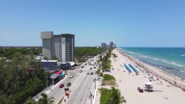 Fort Lauderdale Florida Usa Drone Aerial View Beach Beachfront Buildings — Vídeo de Stock