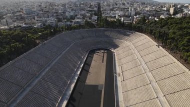 Atina, Yunanistan. Panathenaic Stadyumu ya da Kallimaro, Mermer Spor Salonu, İlk Olimpiyat Oyunları Açılışı sunucusu, İHA 4K