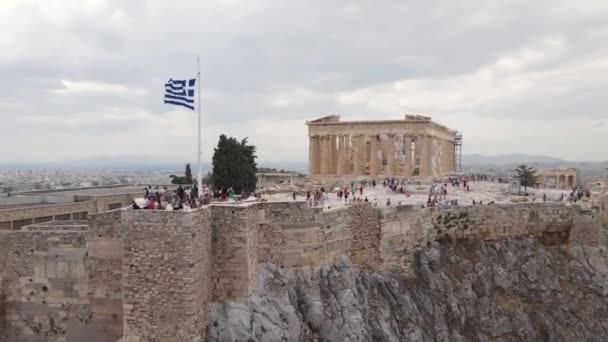 Греція Афіни Повітряний Вид Акрополя Ефектом Доллі Зума Vertigo Народний — стокове відео