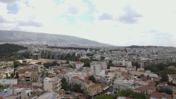 Athena Yunani Drone Aerial View Residential Downtown Neighborhood Building Dan — Stok Video