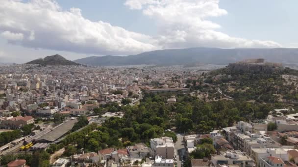 Flygfoto Över Aten Grekland Stadsbild Skyline Byggnader Och Landmärken Antik — Stockvideo