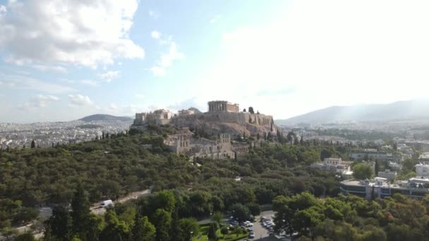 Acrópole Atenas Grécia Vista Aérea Cidadela Antiga Templos Património Mundial — Vídeo de Stock