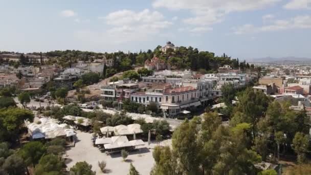 Atina Yunanistan Santa Marina Kutsal Kilisesi Nin Hava Görüntüsü Atina — Stok video