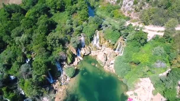 Cascate Kravice Bosnia Erzegovina Veduta Aerea Attrazione Turistica Sulla Sunny — Video Stock