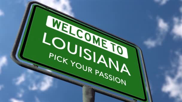 Bienvenue Louisiane State Road Sign Choisissez Votre Passion Slogan Réaliste — Video