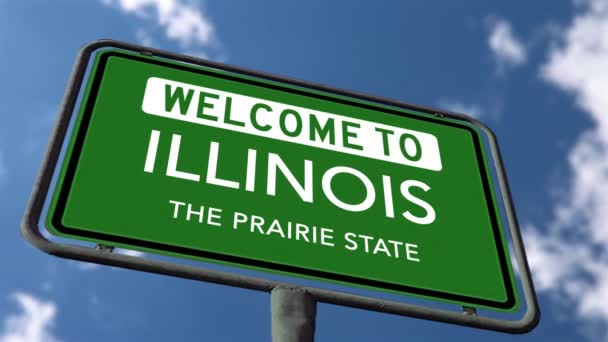 Bienvenue Illinois Prairie State États Unis Road Sign Close Réalistes — Video